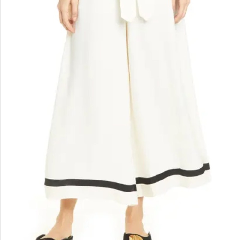 Satin Wide Leg Pants In Cream